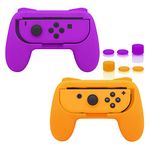 FASTSNAIL Grips for Nintendo Switch Joy-Con, Wear-Resistant Handle Kit for Switch Joy Cons Controller, 2 Pack(Orange and Purple)