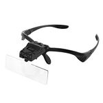 Headband Magnifier with LED Light, Wallfire Handsfree Reading Head Mount Magnifier Glasses with 5 Detachable Lenses for Reading, Jewelry Loupe, Watch & Electronic Repair(1.0X, 1.5X, 2.0X, 2.5X, 3.5X)