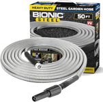 BIONIC STEEL 50 Foot Garden Hose 304 Stainless Steel Metal Water Hose – Super Tough & Flexible, Lightweight, Crush Resistant Aluminum Fittings, Kink & Tangle Free, Rust Proof, Easy to Use & Store