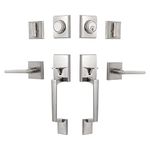 KIAYACI Door Lock Set Double Door Handle Sets with Deadbolt Silver Entry Door Locksets Single Cylinder HandleSet with Straight Handle Lower Half Grip Satin Nickel Double Door Handleset with Dummy