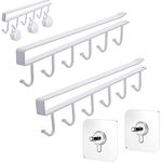 Menmamenma Mug Holder Under Cabinet Cup Rack Organizer with 6 Hooks Under Shelf Hanger Drilling Free Drying Cupboard Storage for Kitchen Restaurant Hanger Tea Cup Display Rack - White