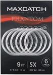 Maxcatch Fly Fishing Tapered Leader Line 6 Pack -Pre-Tied Loop- Tensile Strength- Abrasion Resistance- Low Memory 7.5ft/9ft/12ft/15ft, 0X-6X (7.5ft 5X(6pcs))