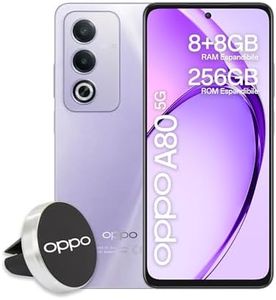 OPPO A80 5G Smartphone, AI Doppia Fotocamera 50+2MP, Selfie 8MP, Display 6.67” 120HZ LCD HD+, 5100mAh, RAM 16GB (8+8) +ROM 256GB (esp1TB), IP54, Supporto Auto [Versione Italia], Moonlight Purple