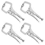 Kurtzy 13.3cm/5.23 Inches Metal Grip Locking C Clamp Pliers with Adjustable Screw and Swivel Pads (4 Pack) - Mini Easy and Quick Release Welding Pliers for Uneven Surfaces, Angles, Crafts & Hobbies