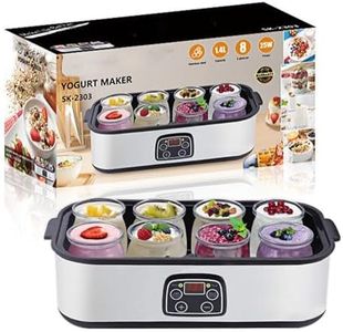 Yogurt Maker Machine with 8 Cups (1400ML),Automatic Probiotic Yogurt,Cheese&Fruit Wine Maker,Adjustable Temperature&Time Control,Stainless Steel,LCD Display,8 Lids for Homemade Yogurt,Kefir&More