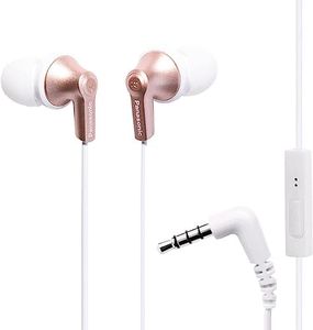 PANASONIC ErgoFit Earbud Headphones with Microphone and Call Controller Compatible with iPhone, Android and BlackBerry - RP-TCM125-N - in-Ear (Rose Gold)