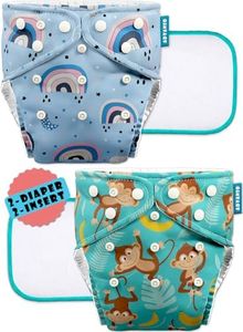 Advanso Leakage-proof cloth diapers for babies, high absorbent 2 reusable diaper 2 insert pad combo pack washable cloth diaper free size 5-18kg baby adjustable pocket cover 18