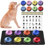 DCIAER Dog Buttons for Communication,Talking Buttons for Dogs,8 Recordable Sound Buttons + 24 Scene Patterns + 1 Dog Button Mat+ 16 AAA Batteries，30 Seconds Dog Buttons for Pet Sound Training Toy…