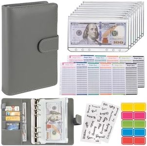 NICOOTH Budget Binder A6 Money Saving Binder with Zipper Cash Envelopes