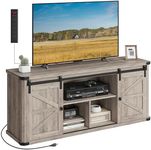 VASAGLE TV Stand for TVs up to 65 Inches, Farmhouse Entertainment Center with Sliding Barn Doors, TV Console Table for Living Room, Heather Greige ULTV324K02