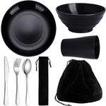 Kyraton Camping Utensils, Camping Mess Kit for Travel, Camping, Picnic, Outdoor, Camping Gear Include Knife, Spoon, Fork Cutlery Set, Cup, Bowl, Plate, Camping Essentials for 1