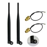 2 x 2.4GHz 6dBi Indoor Omni-directional Antenna 802.11n/b/g RP-SMA Female Connector + 2 x 12cm U.FL Mini PCI to RP-SMA Pigtail Antenna WiFi Cable