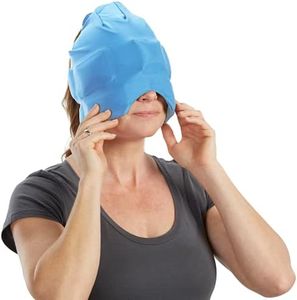Aculief Headache & Migraine Relief Hat - Natural Ice Mask for Tension, Muscle Pain Relief – Supports Relaxation, Muscle Pain, Sinus Alleviation - Stretchy, Comfortable, and Cool Wearable – Light Blue