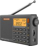 RADIWOW SIHUADON R108 Shortwave AM FM Digtial Radio LW MW AIR Band DSP Full Band Portable Radio Battery Operated with Sleep Timer Alarm Clock 500 Memories preset Stations for Family（Grey）