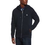 Original Penguin Men's L/S Sticker PETE Full Zip Fleece Hoodie Hooded Sweatshirt, Dark Sapphire, L