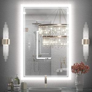 AILRINNI LED Bathroom Mirror, Wall-Mounted Mirrors, 800x600MM,Anti-Fog, Dimmable, Smart Mirror, Memory Function, Tempered Glass, Shatter-Proof,3 Colors(Horizontal/Vertical)