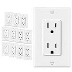 ELECTECK 12 Pack Decorator Outlet 15 Amp, Electrical Duplex Receptacle with Wallplate, Non-Tamper-Resistant, Residential and Commercial Grade, Self-Grounding, UL Listed, White