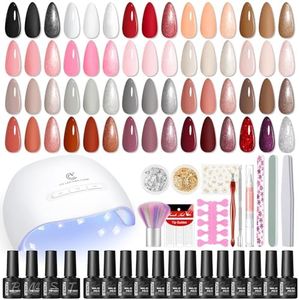 PEACECOLOR 44 PCS Kit Ongle Gel UV Complet avec Lampe U V, 22PCS Vernis Semi Permanent avec 4pcs Base Top Coat Brillant Mat et Glitter,Kit de Manucure pour Débutant