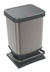 Rotho, Paso, Waste bin 20l with odour-proof lid, Plastic (PP) BPA-free, silver hexagon, 20l (29,3 x 26,6 x 45,7 cm)