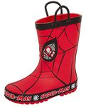 Marvel Boys Spiderman Wellington Boots With Handles Kids Rubber Wellies Wellys Red/Black UK 1