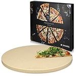 Navaris XXL Pizza Stone for Baking - Cordierite Pizza Stone Plate for BBQ Grill Oven - Cook Serve Bread, Cheese - Incl. Recipe Book - Round, 35x1.5cm