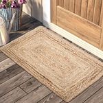 Light & Pro Jute Rug 2x3,Rag Rug,Bathroom Rugs,Jute Bath room Rugs,Braided Jute Rugs,Farmhouse Rugs,Jute Rug,Natural Hand Woven Jute Braided Rug,Decorative Braided Rugs Revirsible Natural 2x3ft 96025