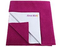 First Kick Waterproof Baby Bed Protector/Mattress Cotton Dry Sheet (140cm X 100 cm) for Born Baby/Kids- (Magenta) - Large