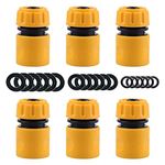 YAAVAAW 6 Pack Hose End Connector - Hose Pipe End Quick Connect Fitting for 1/2 inch Hosepipe Tap End Quick Connector (Comes with 18pcs Replacing Seals Washers)