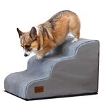 3 Tiers Foam Dog Stairs for High Bed, Easy to Carry with Handle Design, High Density Foam Dog Ramp for Small Dogs, Pet Steps for Older Dogs/Cats with Joint Pain, Ramp Stairs for Couch