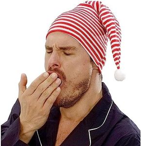 Widmann 9340R - Gorro de noche con pompón, accesorio de disfraz de sonámbulo para fiestas temáticas y carnaval, blanco y rojo