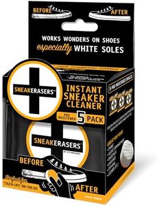 SneakERASERS Instant Sneaker Cleaner Sponge, Effective Shoe Cleaning Kit for White Sneakers, Tennis Shoes - Pre-Moistened, Portable Shoe Cleaner, Perfect for Smooth Soles and Midsoles, 5 Pack