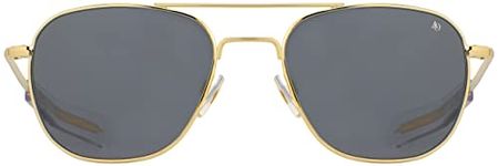 American Optical Original Pilot Sunglasses - Nylon Lenses - Bayonet Temple (Gold/Gray, 52)