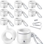 Kigley 8 Pcs Tangle Free Flag Pole Rings Rotating Flagpole Mounting Swivel Rings with Metal Clips 360 Degree Free Rotating Adjustable Fasteners for 0.76-1.0 in Flag Pole(White)