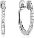 Jewels By Erika E-10081 10K Solid Gold Natural Diamond Hoop Huggie Earrings for Women and Girls (0.08CTDI, H-I Color, I1 Clarity, 14MM Height) (white-gold)