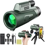 Hapylasty 12x50 HD Monocular Telescope with Smartphone Adapter, Upgraded Tripod, High Power Monocular with Clear Low Light Vision for Adults, FMC BAK4 Prism, Gear for Hunting Bird Watching