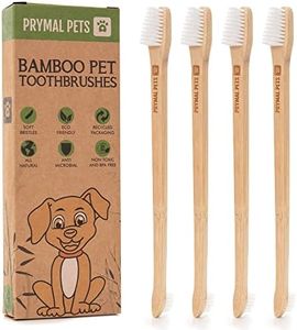 Prymal Pets Dog Toothbrush I 4-Pack Two Sided Bamboo Toothbrush for Small and Large Dogs & Cats I Soft Bristles Gentle Pet Toothbrush for Easy Dog Teeth Brushing & Dental Care