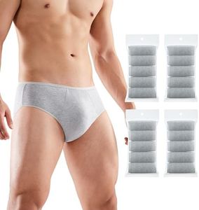 20 Packs Mens Cotton Disposable Underwear Panties Portable Briefs for Travel Fitness Hotel Spa Hospital Stays（grey,L）