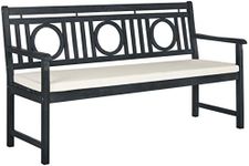 SAFAVIEH Outdoor Collection Montclair Dark Slate Gray/Beige 3 Seat Bench
