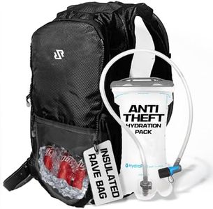 RAVERUNNER® Anti-Theft Hydration Backpack | Festival Approved Rave Backpack for Concert Goers, Leak-Free Festival Water Backpack for EDC, Rave Hydration Pack (Black)