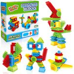 Learning Minds Stick 'n Build Bricks - Building Blocks For 2 Year Olds - 116 Piece Hedgehog Building Bricks For Toddlers