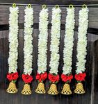 afarza Artificial Flower Garland Toran Red Rose Bell Wall Hanging for Door Entrance Home Decoration Backdrop Pooja Gift 18 Inch 6 Pieces