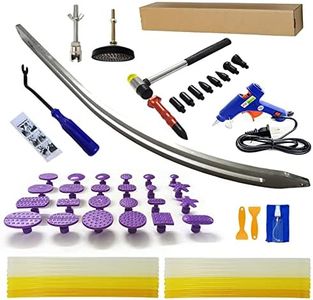 67pcs/Set Car Paintless Dent Removal Kit, Auto Fender Damage Repair Big Curved Rod Crowbar Puller Lifter Rods Tools with Glue Tabs, Glue Sticks, Leveling Tools and more for Car Body Dent Repair