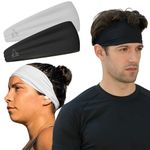 Value 2-Pack, Mens Headband - Guys Sweatband & Sports Headbands Moisture Wicking Workout Sweatbands for Running, CrossTrain, Skiing and bike helmet friendly - Value Pack - 1-Black & 1-White Sweatbands