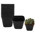 Plastic Nursery Pots 20 Pcs 4 Inch Small Square Plant Pot Durable Balck Starter Container for Starting Seedlings or Garden Plant