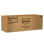 whiskas 1+ Adult Classic Selection in Gravy 84 Pouches, Adult Wet Cat Food, Megapack (84 x 85 g)