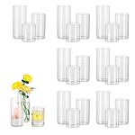 Glass Cylinder Vases Set of 24, Hewory Tall Clear Vase for Centerpieces, Glass Hurricane Candle Holders for Pillar or Floating Candles, Round Vases for Wedding Anniversary Events Table Decor, 2.3in