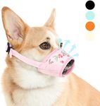 Dog Muzzle,Print Pet Muzzle for Small Medium Large Sized Dogs Anti Biting Barking Chewing,Air Mesh Breathable Drinkable Nylon Pattern Puppy Muzzle with Adjustable Loop Anti-Dropping -Pink Flower,L