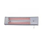 Wall Mounted Heater 1200W Quartz, Silver Chrome, Pull Cord Operation, 2 Heat Settings, Halogen Heater, Suitable for Bathroom, Patio, Garage, Workshop, Laundry Room or Office