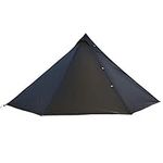 Ultralight 4 Person Tipi Hot Tent with Fire Retardant Stove Jack for Flue Pipes with 2 Doors Height 6.5 FT (Dark Brown)