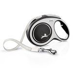 Flexi New Comfort Tape Grey & Black Large 8m Retractable Dog Leash/Lead for dogs up to 50kgs/110lbs